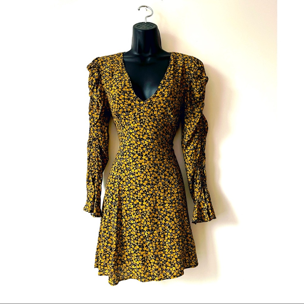 Zara Black/Yellow Mini Floral Dress